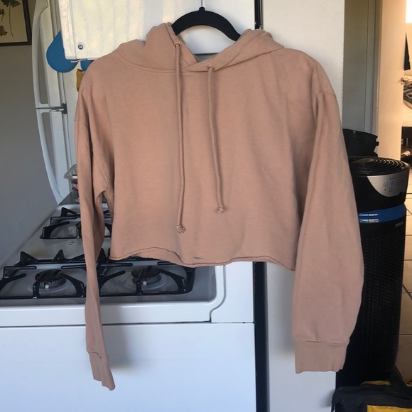 Me to We Sweaters - Cropped tan longsleeve MetoWe hoodie with drawstrings